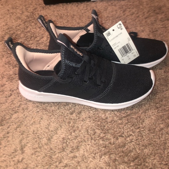 NWT Adidas Cloudfoam Pure Carbon Black Womens Size 7 Running Training Shoes - Picture 2 of 8